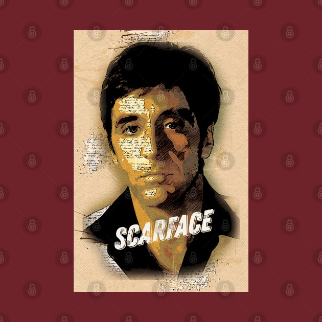 SCARFACE - Vintage Art Style Portrait by Naumovski