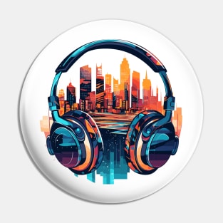 Headphone Music Non Stop Fun Urbain City Life Pin