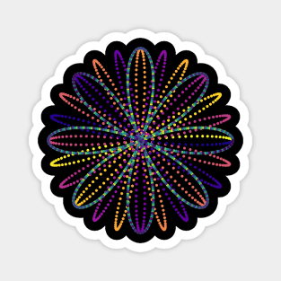 Fireworks Flower | Rainbow Rose Curve Black Magnet