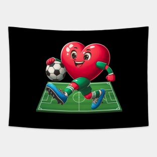 Heart Playing Soccer Cute Valentines Day Sports Lover Tapestry