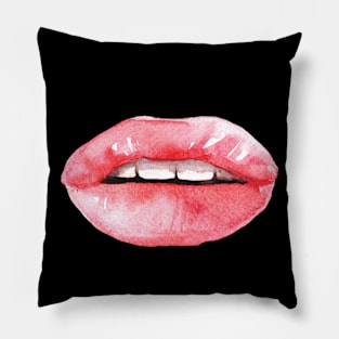 Watercolor fashion lips Pillow