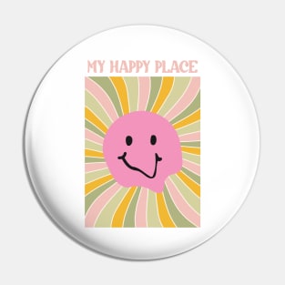 My happy place pink smiley Pin