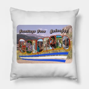 Colorful Colorado Vintage Greeting Card Pillow