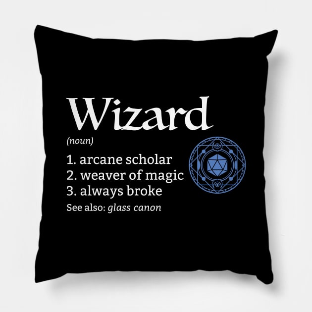 D&D Wizard Class Definition Pillow by Sunburst