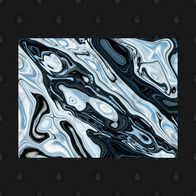 Liquid Marble Cool Blue and Black by Anna