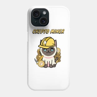 Cute Siamese cat is a crypto miner Phone Case