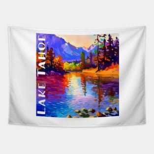 Colorful Painting of Lake Tahoe Tapestry