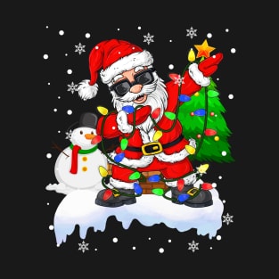 Funny Christmas Lights Dabbing Santa Snowman Xmas Dab Dance Santa T-Shirt