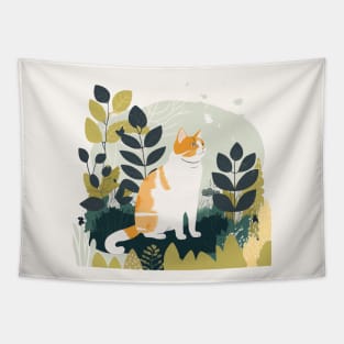 Cat in Nature Design Tapestry