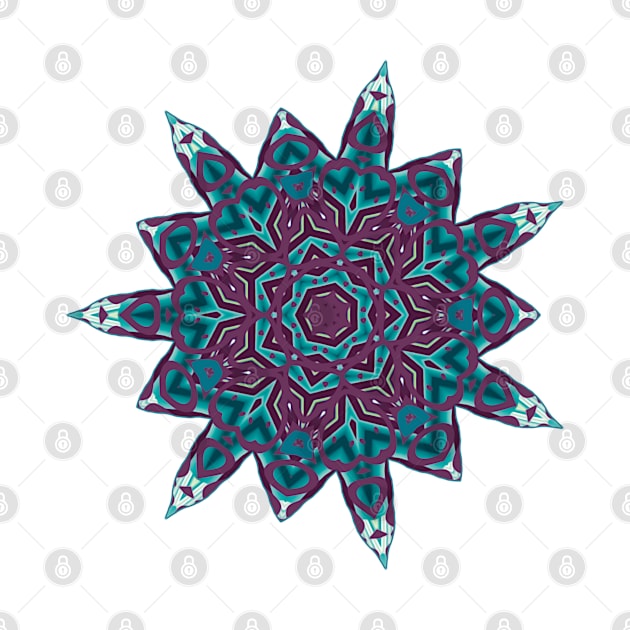 Teal and Purple Abstract Mandala Star Silhouette by Mazz M