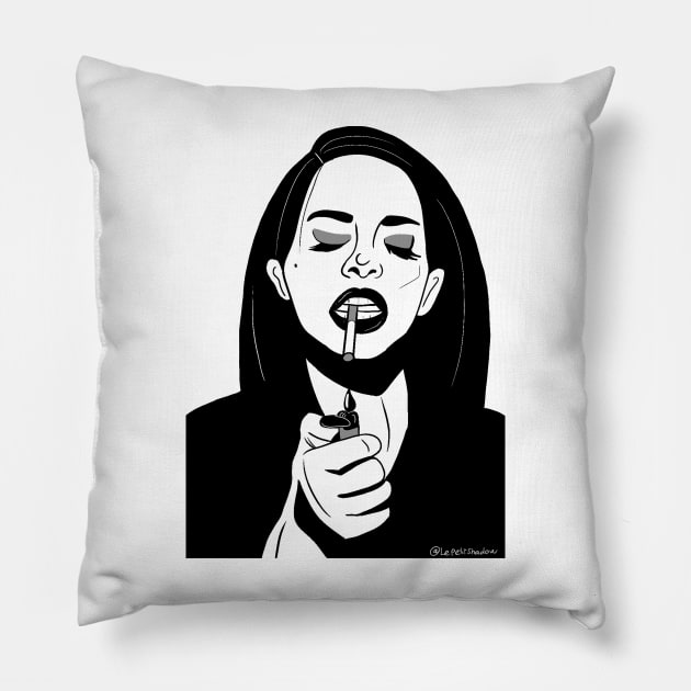 Aesthetic Smoking Girl (Only black color) Pillow by LePetitShadow