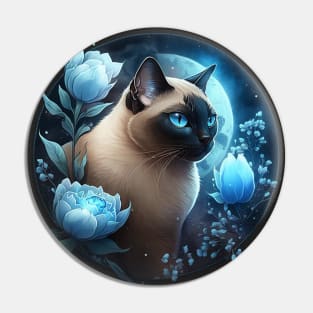 Glowing Blue Siamese Pin