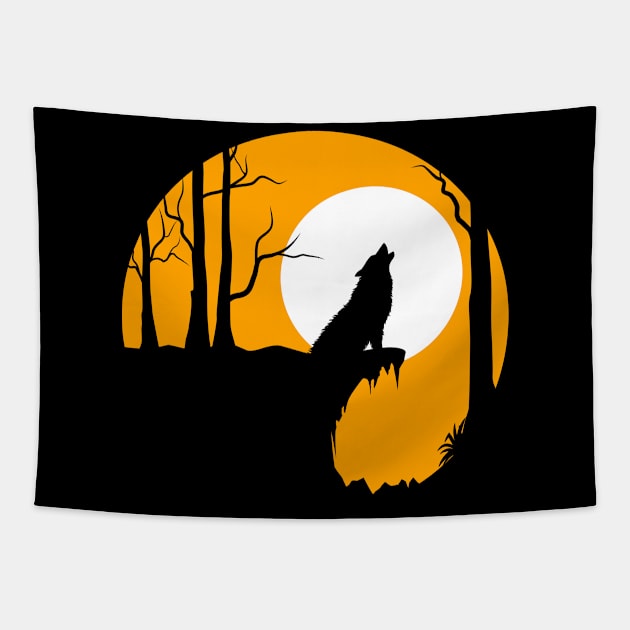 Wolf Howling Background Tapestry by Mako Design 