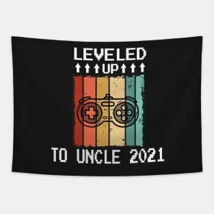 Leveled Up To Uncle 2021 - Pregnancy Announcement New Uncle Retro - Funny Maternity Gift For Gamer Lover Tapestry