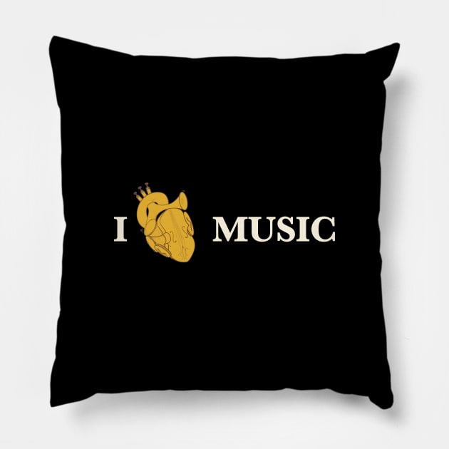 I Love Music Pillow by GramophoneCafe