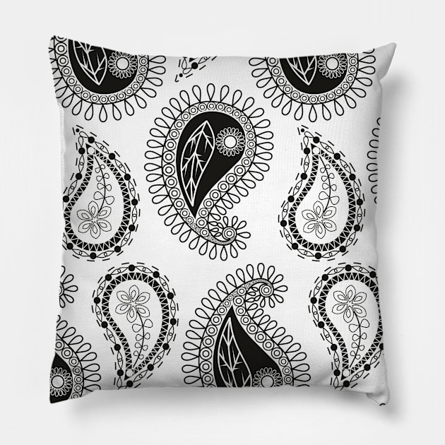 Paisley Neck Gator Paisley Cool Black and White Pillow by DANPUBLIC
