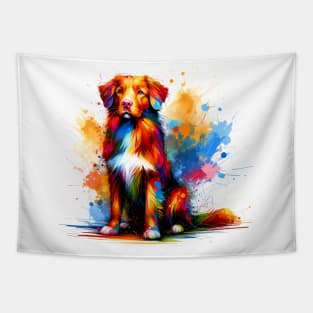 Vibrant Splashed Paint Nova Scotia Duck Tolling Retriever Tapestry