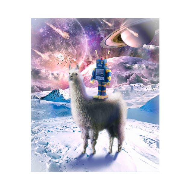 Cute Robot Riding Llama In Galaxy Space by Random Galaxy