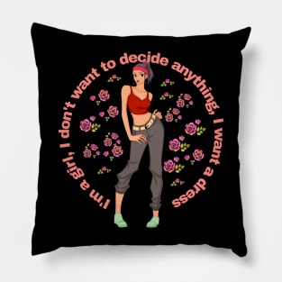 Funny girl in red roses Pillow