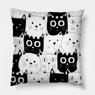 Black And White Cat Pattern Pillow