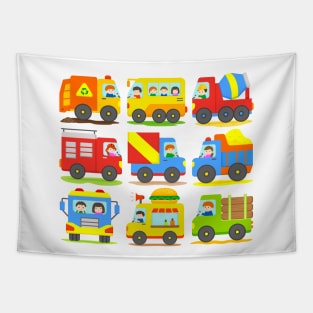 9 Trucks and Heavy Vehicles for Boys and Girls Tapestry