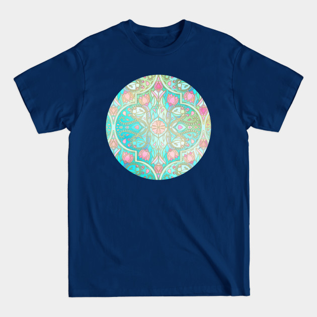 Discover Floral Moroccan in Spring Pastels - Aqua, Pink, Mint & Peach - Pastel - T-Shirt