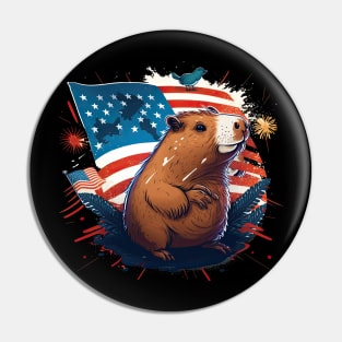 Capybara 4th of July Pin