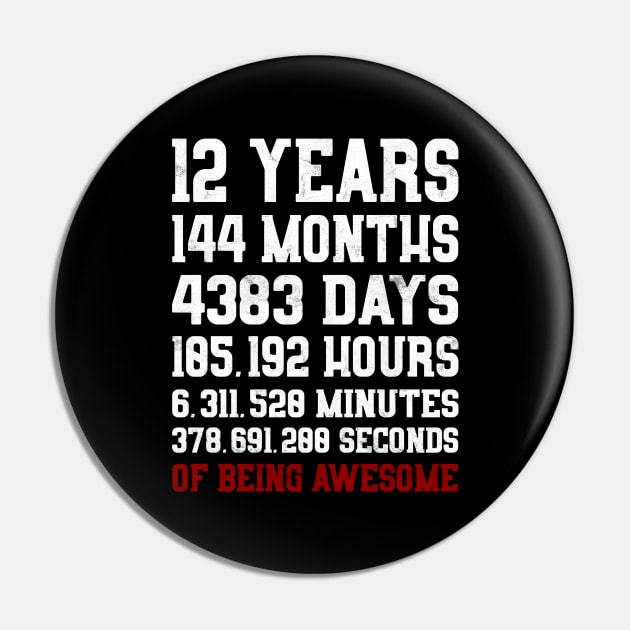 Kids 12 Years of being awesome Shirt 12th birthday Party Pin by ELFEINHALB