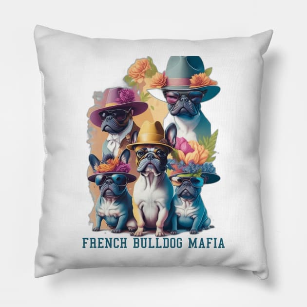 FRENCH BULLDOG MAFIA Pillow by LUCIFERIN20