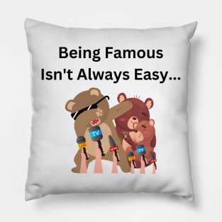 Being Famous Isn't Always Easy Tattooed Bear Pillow