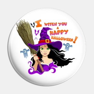 The Witch and Halloween Pin