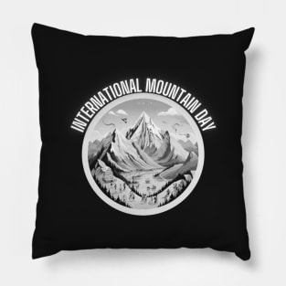 International Mountain Day, neon grey, gift present ideas Pillow