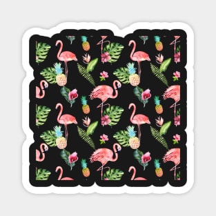 Pink Flamingo Watercolor Pattern Magnet