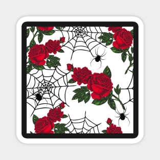 Halloween red roses and spider webs Magnet