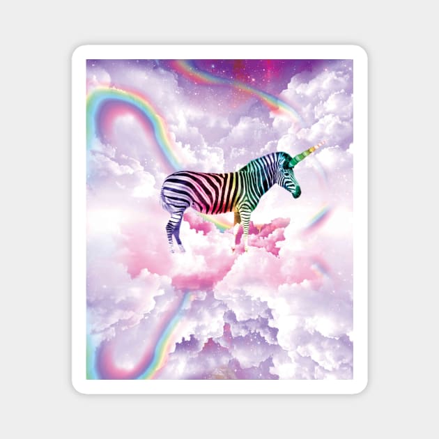 Rainbow Zebra Unicorn Magnet by Random Galaxy