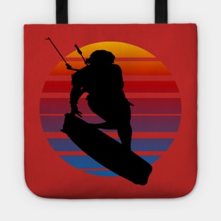 Kitesurfing Female Rider Silhouette Retro Sunset Tote