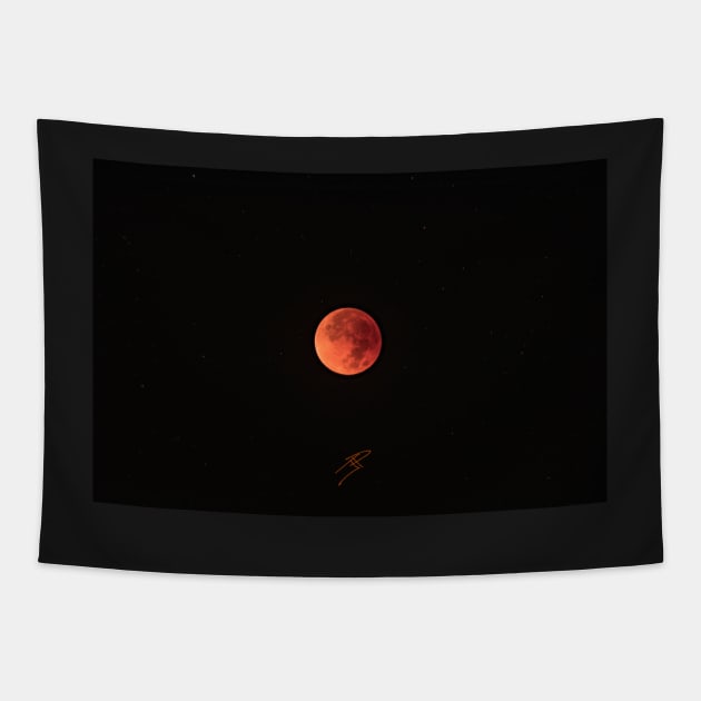 Super Blue Blood Moon and Star Field Tapestry by Sidetrakn