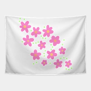 Whimsical Pink Flowers Tapestry