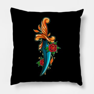 Traditional Tattoo Rose & Dagger Pillow