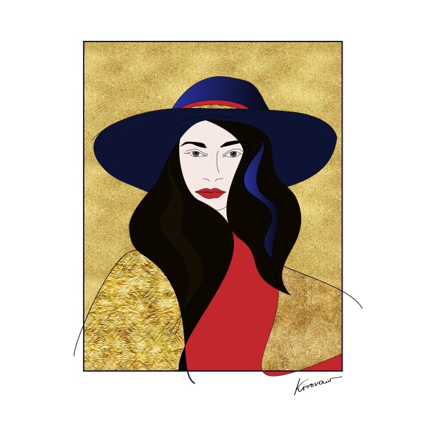 Art Deco Portrait Lady in Gold by Kirovair