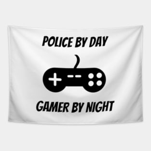 Police By Day Gamer By Night Tapestry