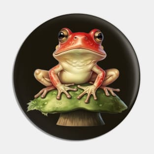 Cute Frog on Toadstool Pin