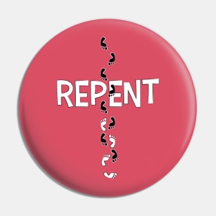 Footprints Repent Cross Pin