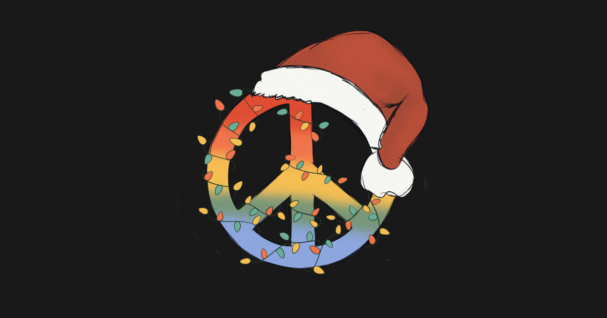 Peace Symbol Christmas Light Santa Hat Peace Symbol T Shirt Teepublic 