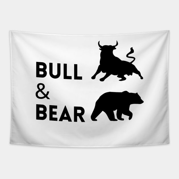 The Bull & The Bear Artwork 1 (Black) Tapestry by Trader Shirts