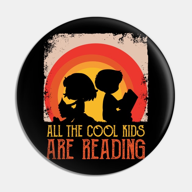 All The Cool Kids Are Reading Book Vintage Reto Sunset Pin by MasliankaStepan