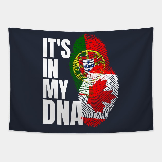 Canadian And Portuguese Mix DNA Flag Heritage Gift Tapestry by Just Rep It!!