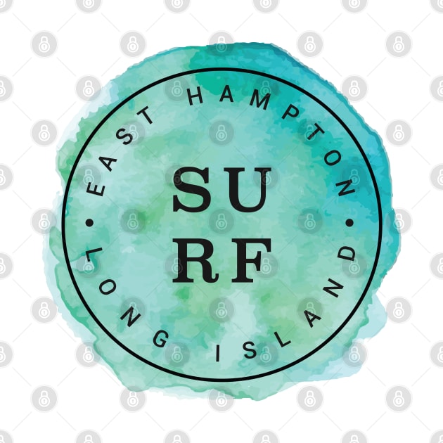 East Hampton, Long Island, Watercolor Surfing Design by RachelLaBianca