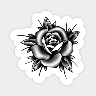 Traditional Rose Black and Grey Tattoo style design Magnet