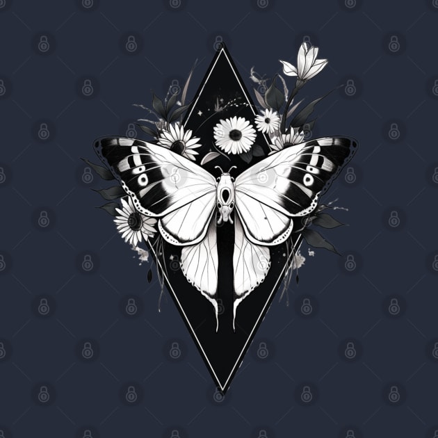 Black and White Gothic Moth by DarkSideRunners